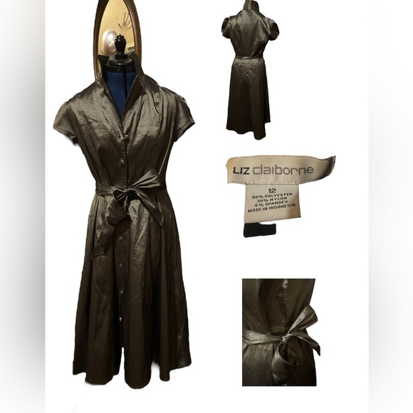 Liz Claiborne Dresses Liz Claiborne Gun Metal Taffeta Dress Poshmark
